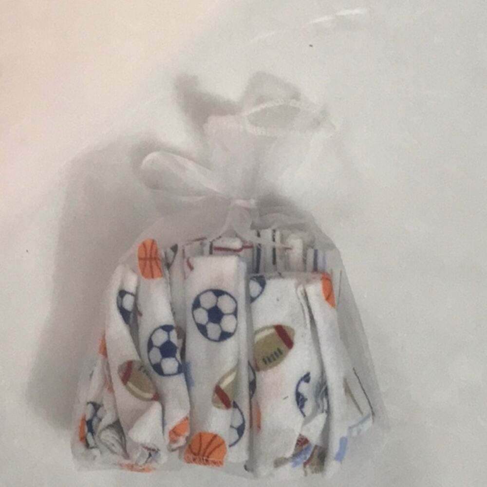 Baby Washcloths NEW 12 Assorted Blue/Orange Sports Bath Time Body Care Travel